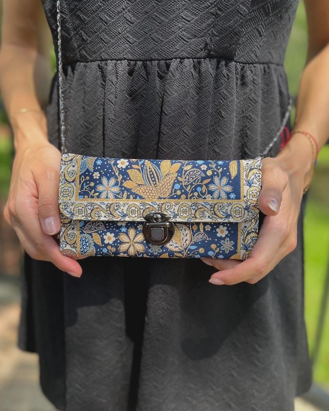 Blue Floral Crossbody/Clutch