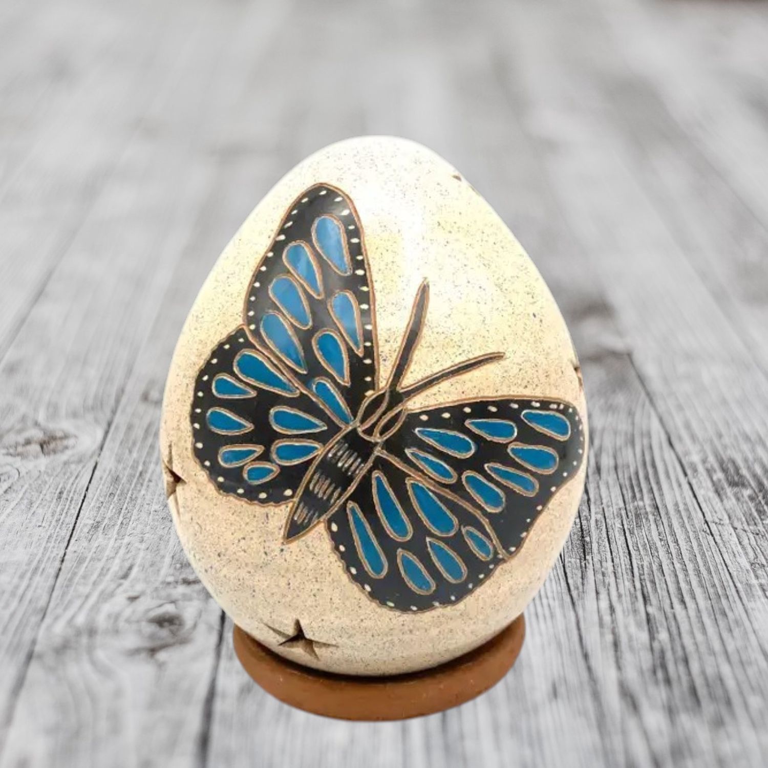 Orange/Blue Butterflies Luminary &amp; Stand