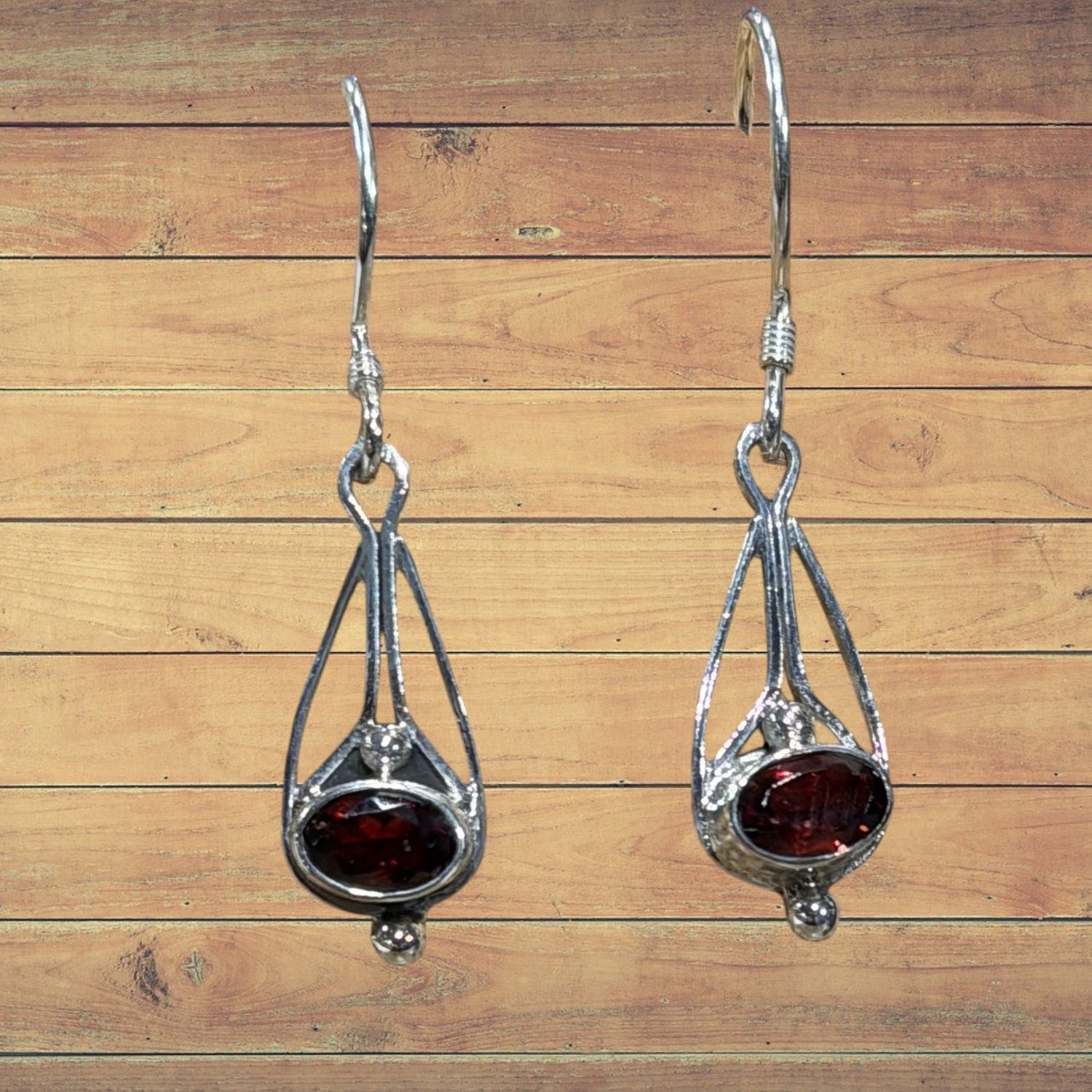 East/West Garnet Drop S/S Earrings