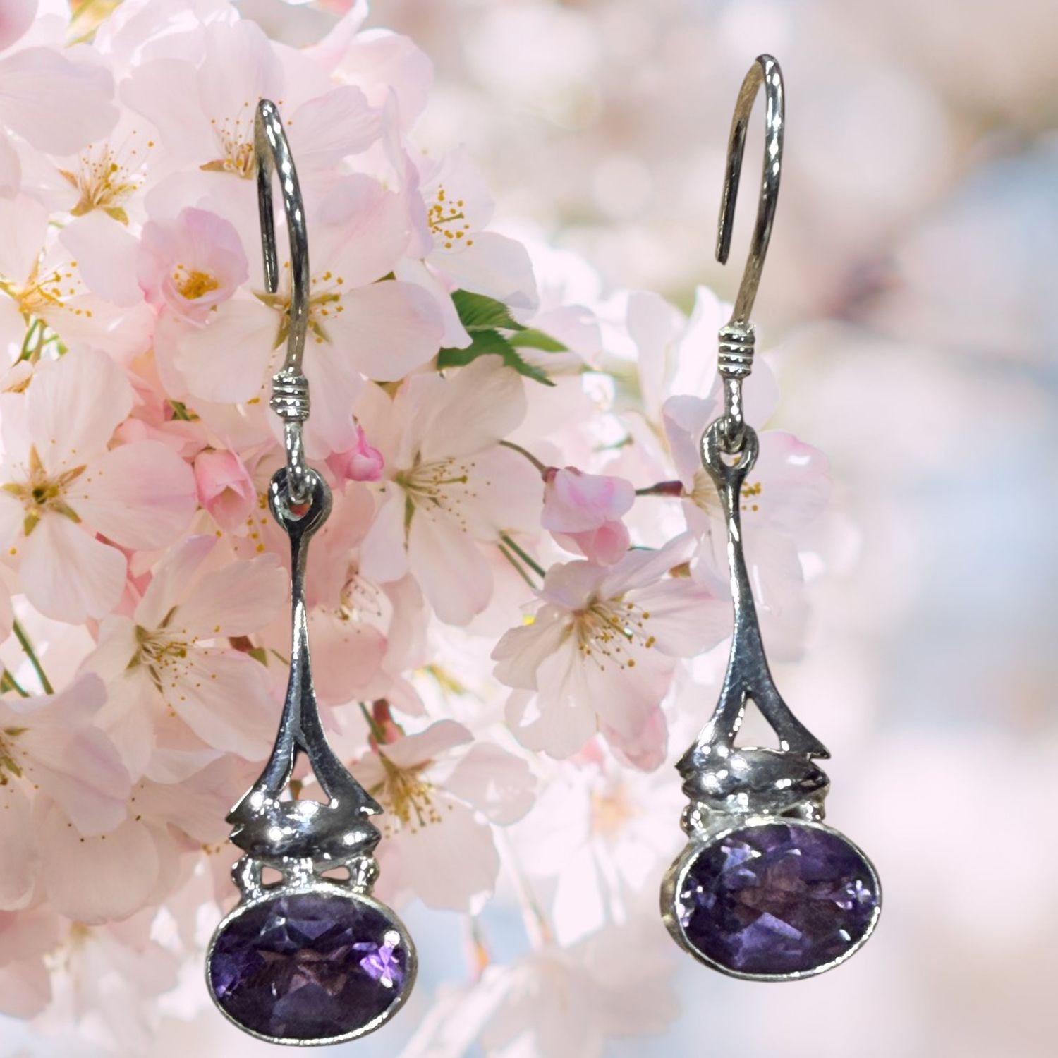 Faceted Amethyst S/S Earrings