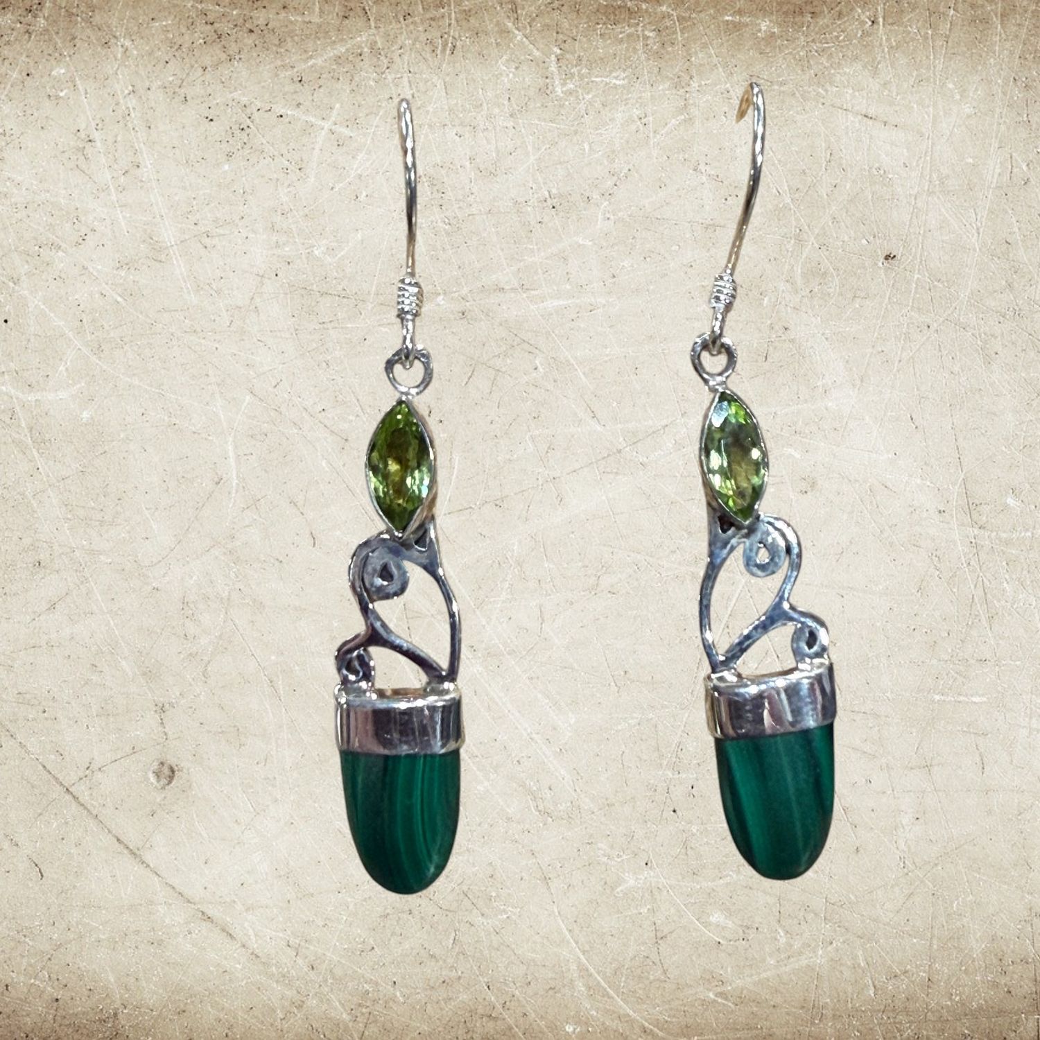 Peridot and Malachite S/S Earrings