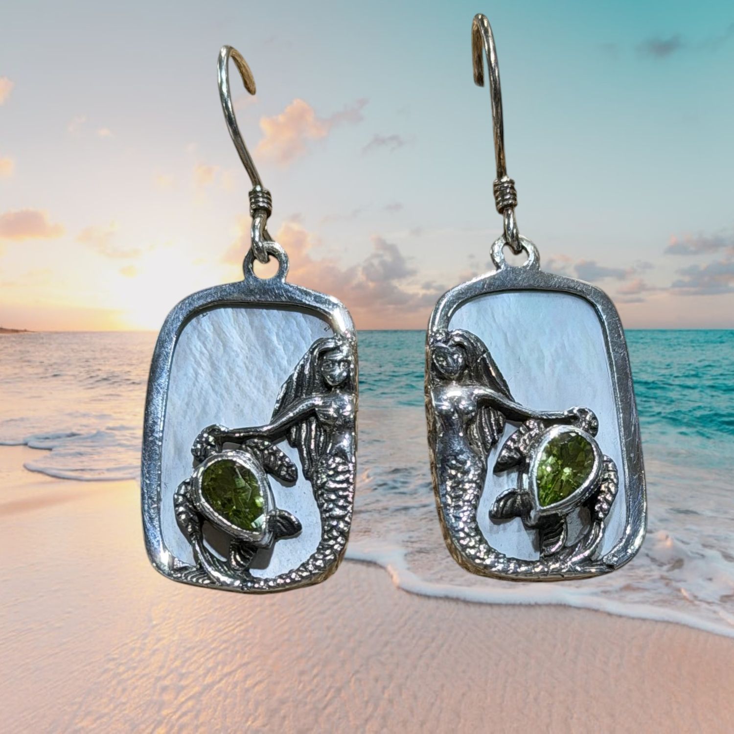 Mermaid Peridot/MoP S/S Earrings