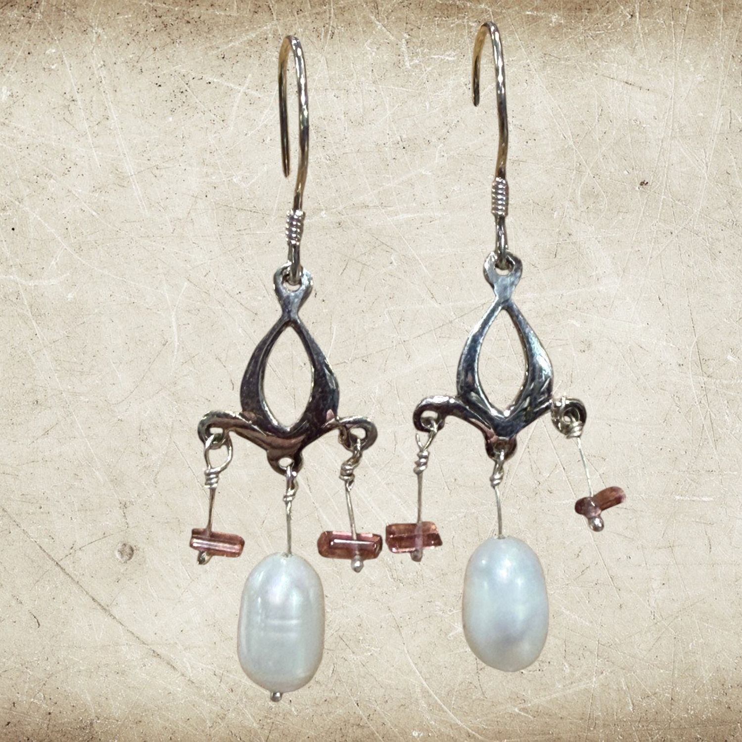 Trio Drop Tourmaline/Pearl S/S Earrings