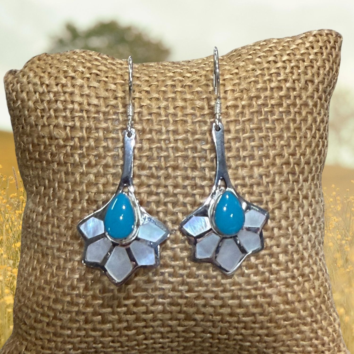 Flower Turq/MoP S/S Earrings