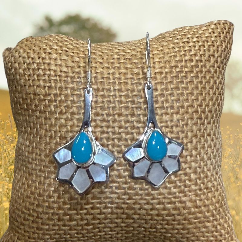 Flower Turq/MoP S/S Earrings