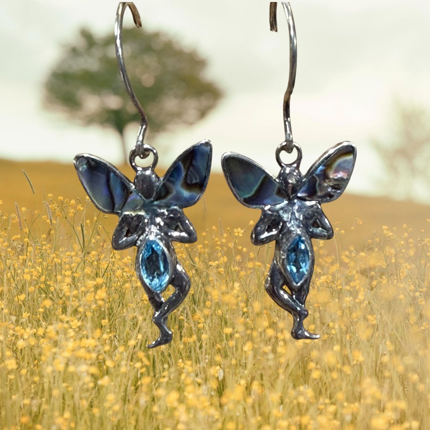 Fairy Abalone/Blue Topaz S/S Earrings