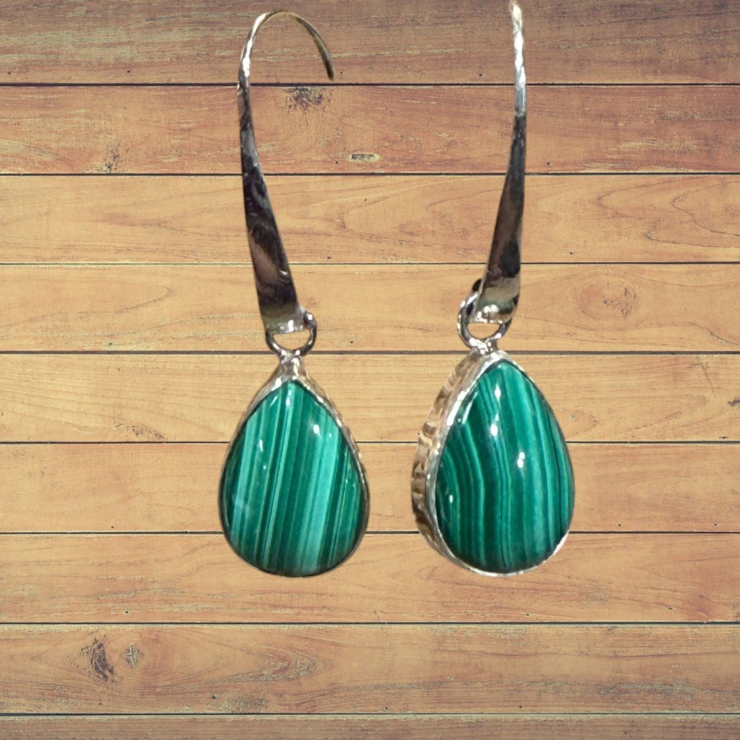 Malachite Drop Sterling Silver Earrings