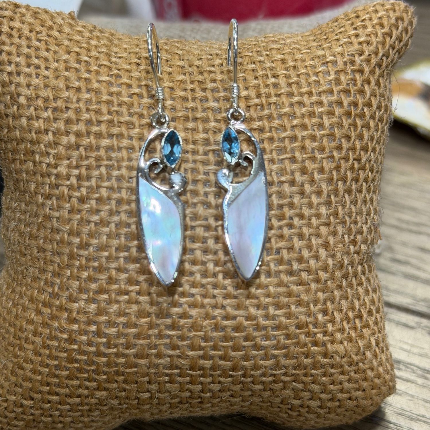 MoP/Blue Topaz S/S Earrings