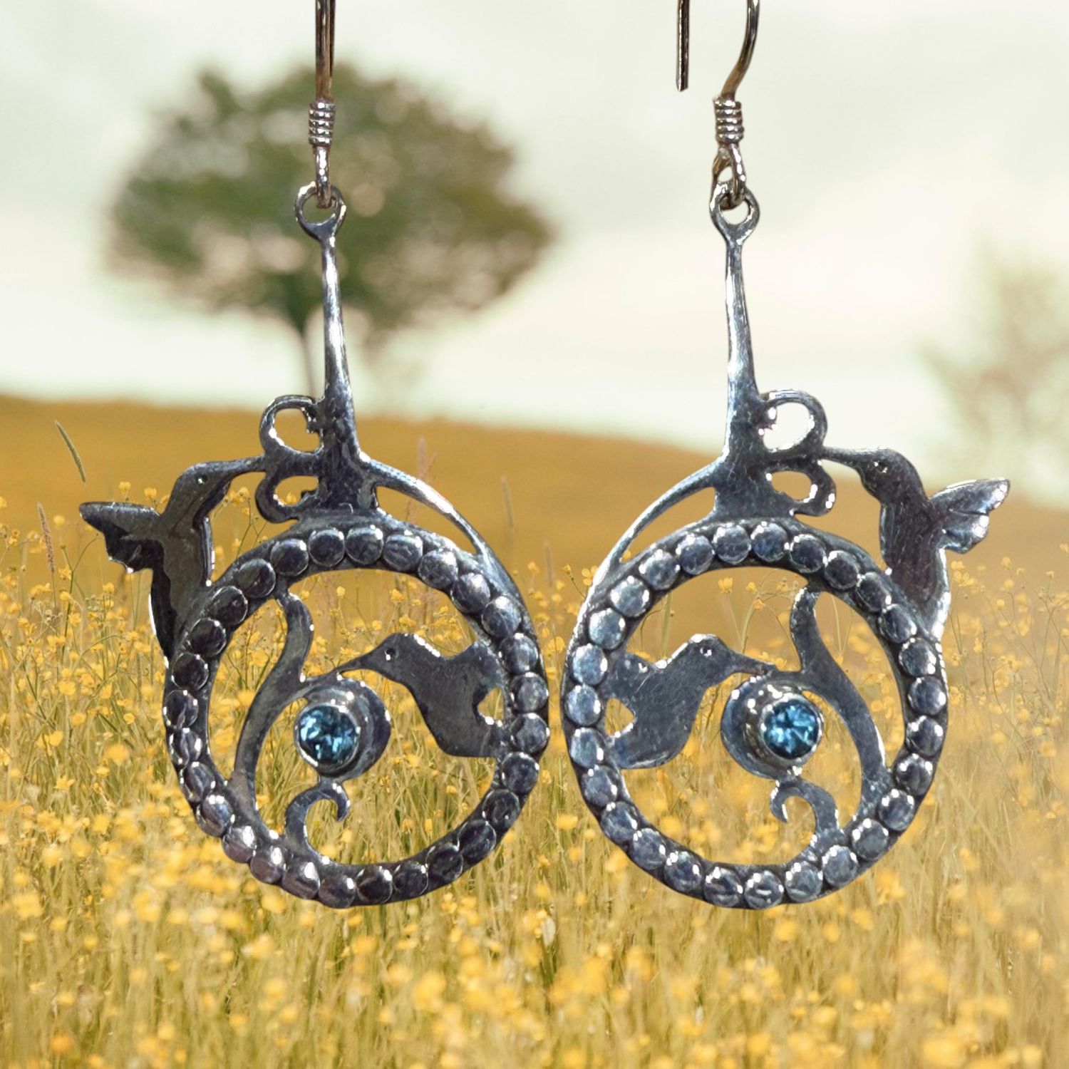 Hummingbird Blue Topaz S/S Earrings