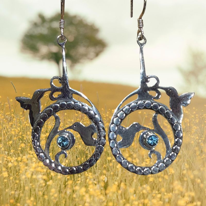 Hummingbird Blue Topaz S/S Earrings