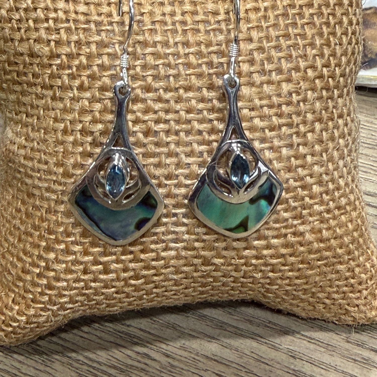 Teardrop Abalone/Blue Topaz S/S Earrings