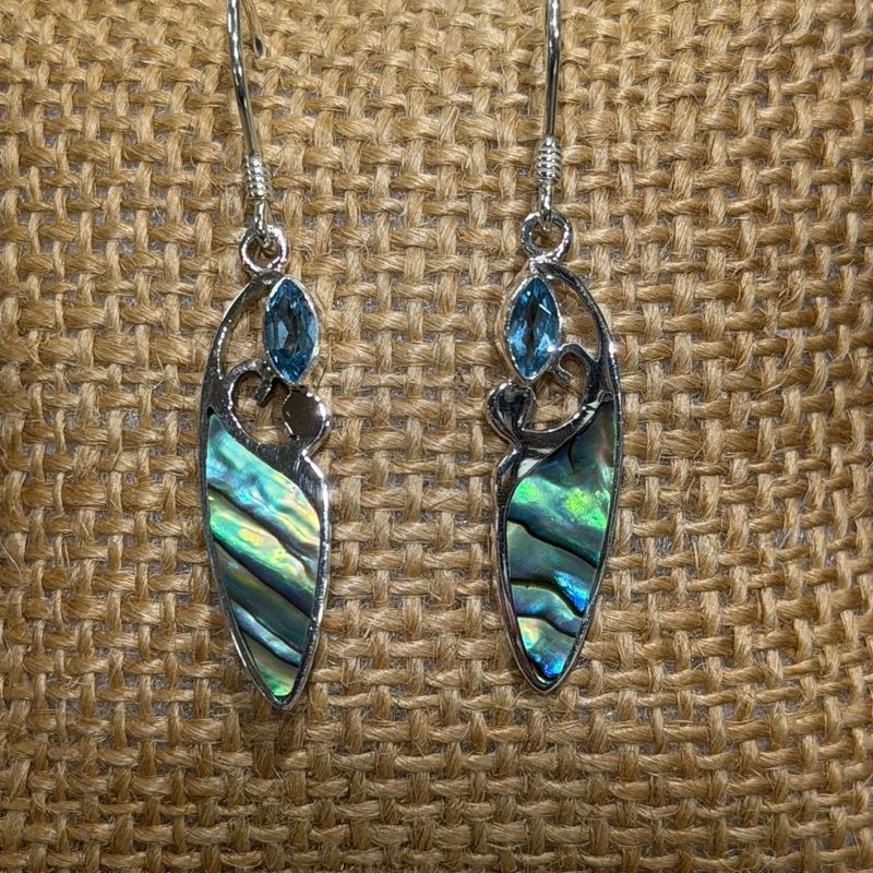 Abalone and Blue Topaz S/S Earrings