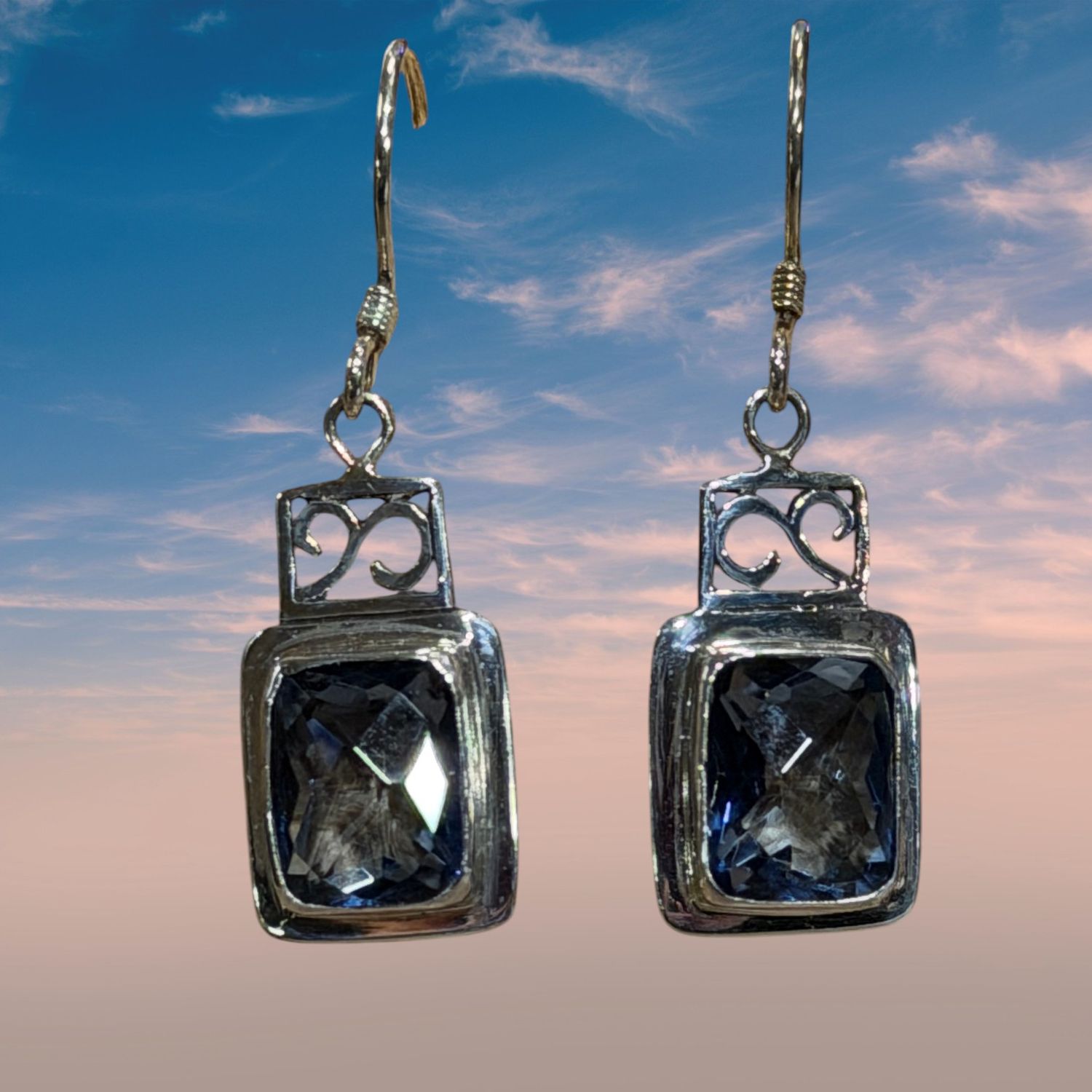 Faceted Blue Quartz S/S Earrings