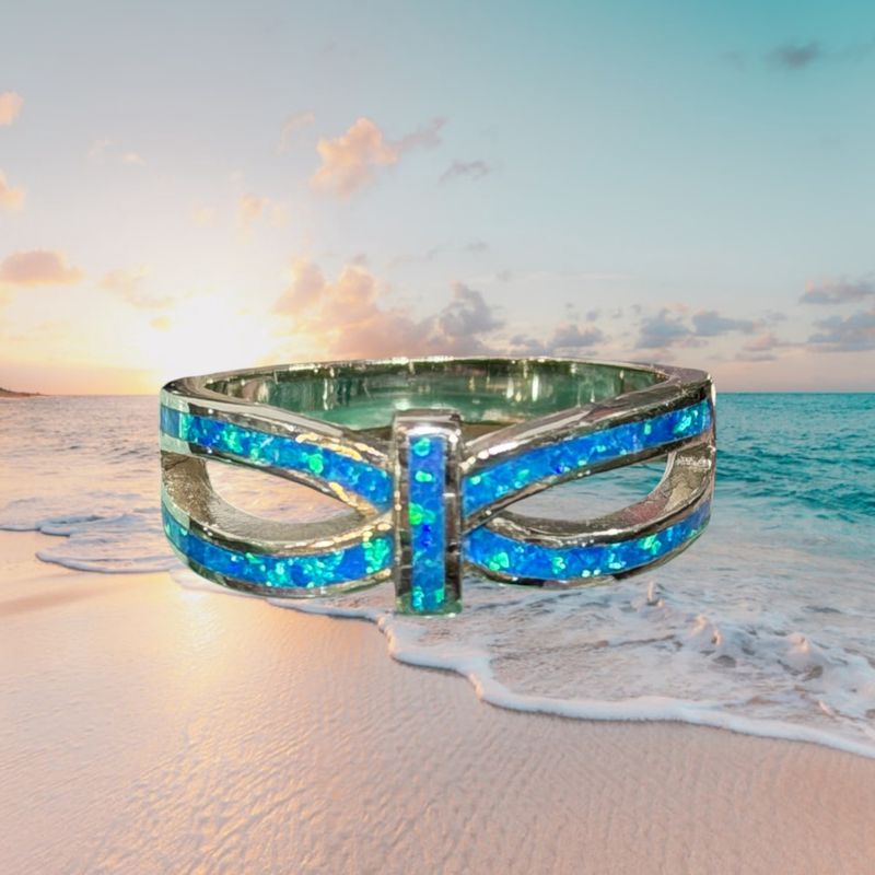 Pinched Blue Fire Opal S/S Band
