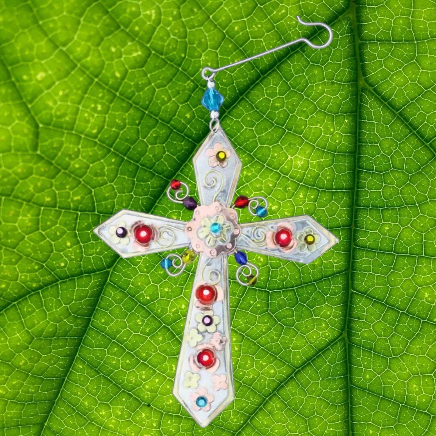 Garden Cross Metal Ornament