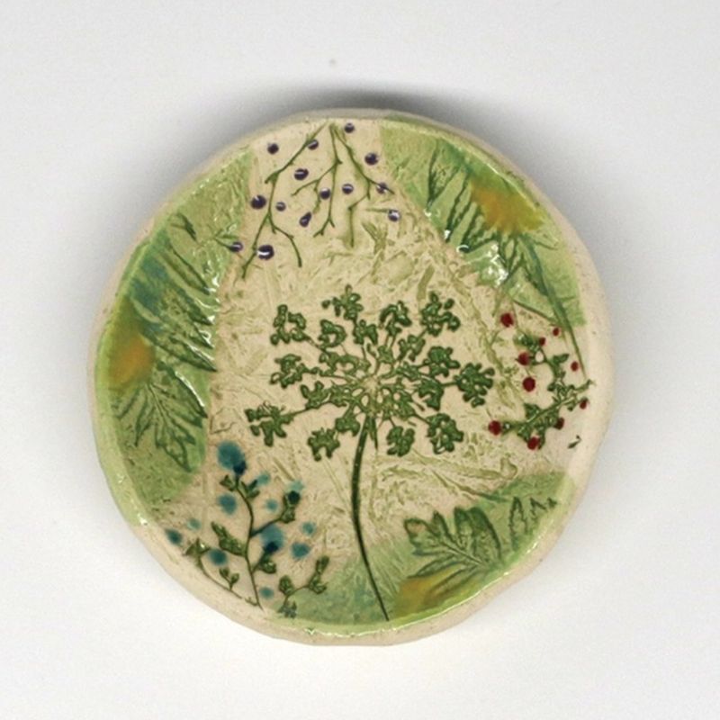 Pressed Flowers Trinket Pottery Dish