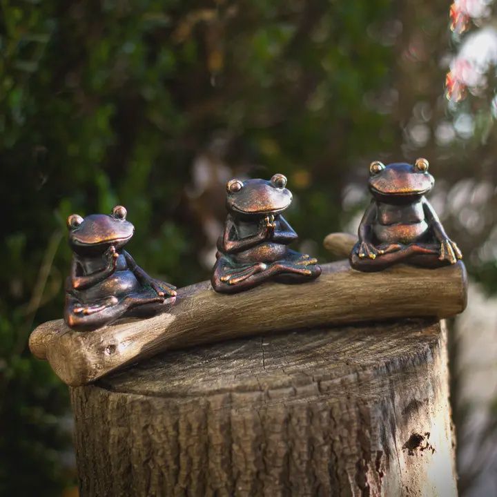 Meditating Frog Trio Figurine