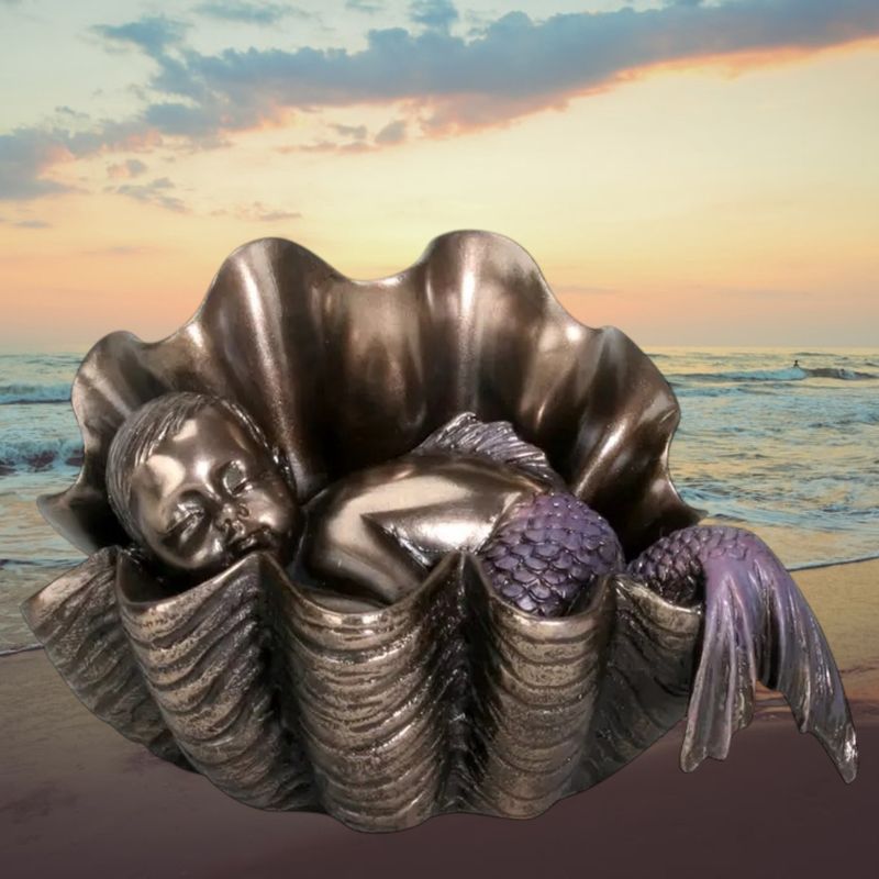 Sleeping Merbaby in Clam Shell Figurine
