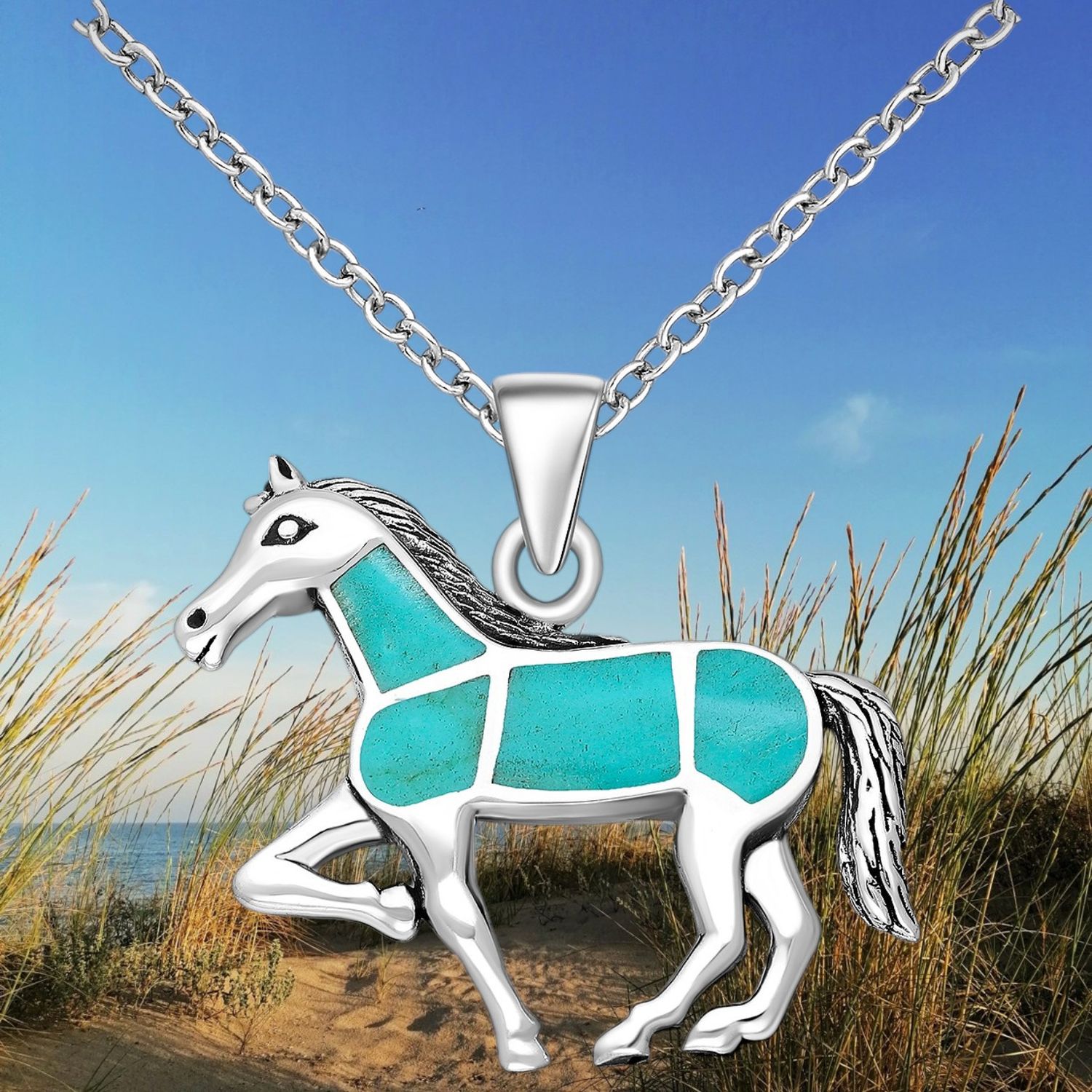 Sterling and Resin Horse Pendant