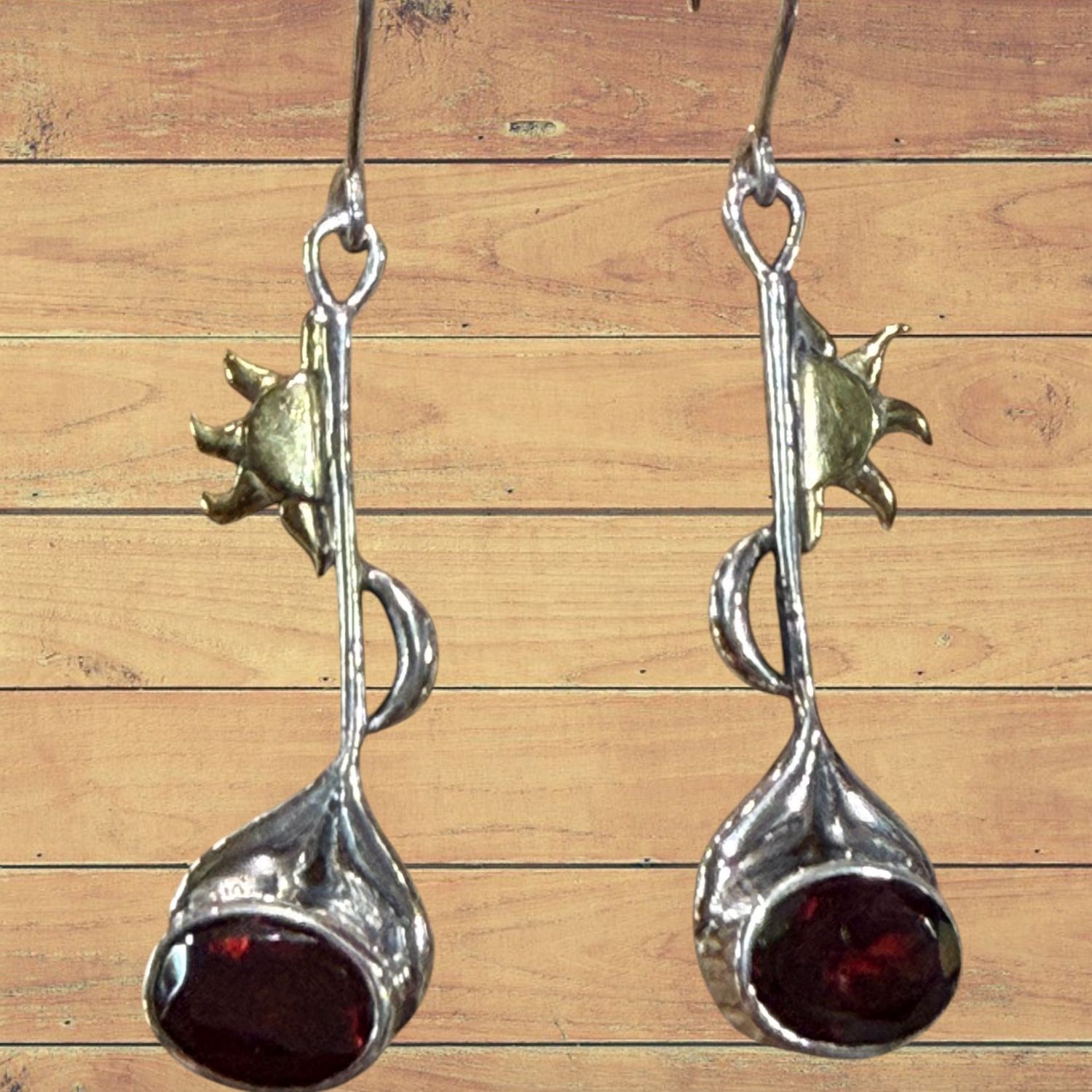 East West Garnet Sun Accent S/S Earrings