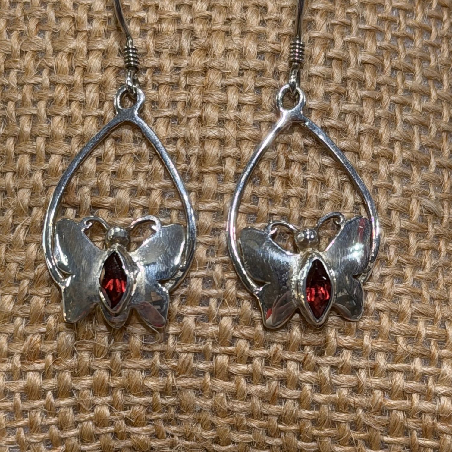 Butterfly Garnet Sterling Earrings