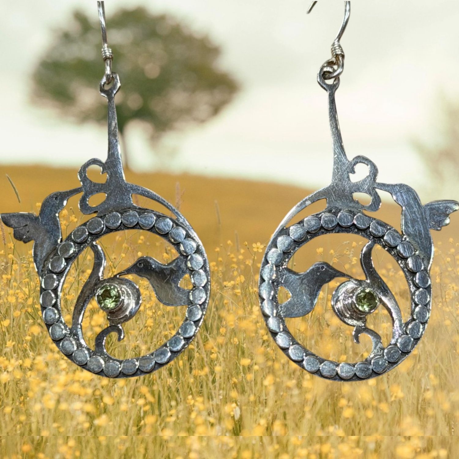 Hummingbird Peridot Sterling Earrings
