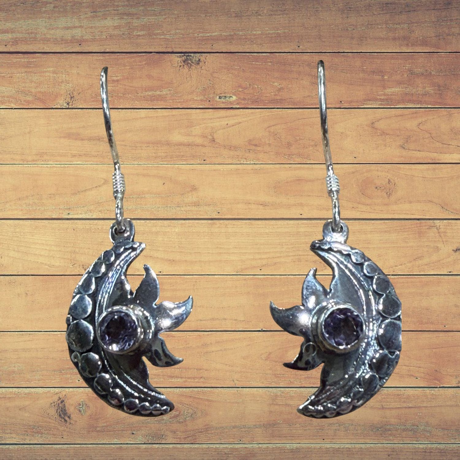 Moon &amp; Star Amethyst S/S Earrings