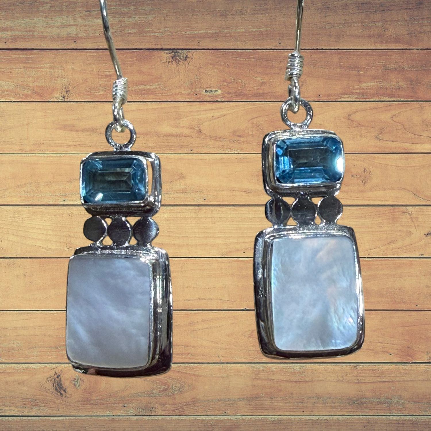 Blue Topaz and MoP S/S Earrings