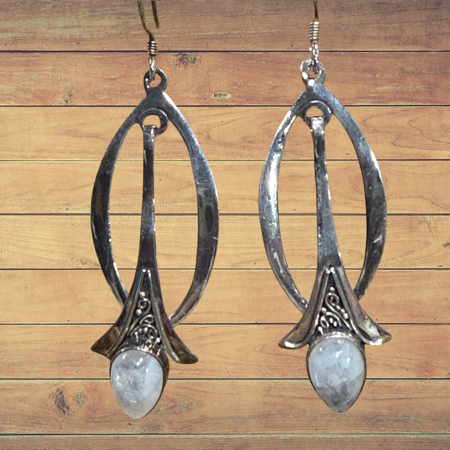 Layered Moonstone S/S Earrings