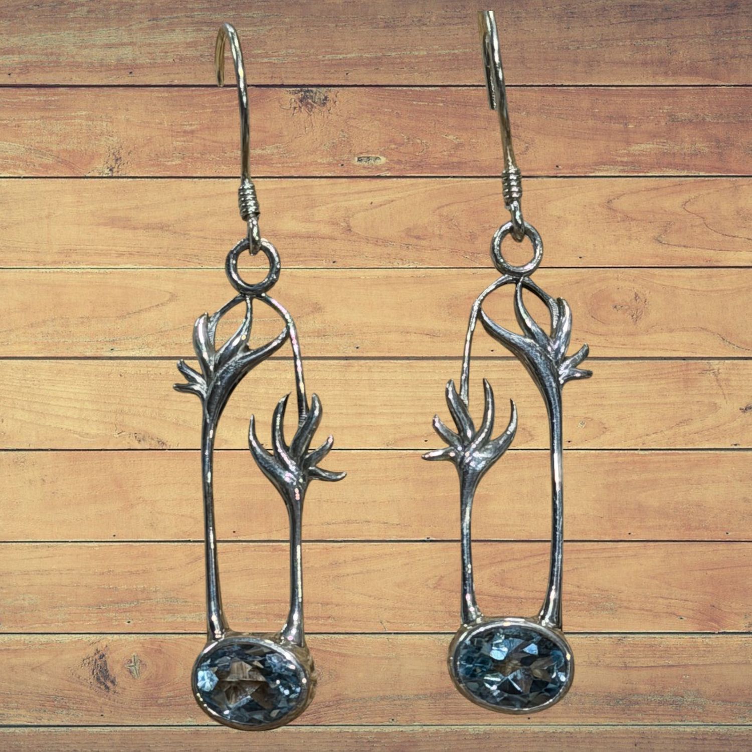 Blue Topaz Tree Branch S/S Earrings