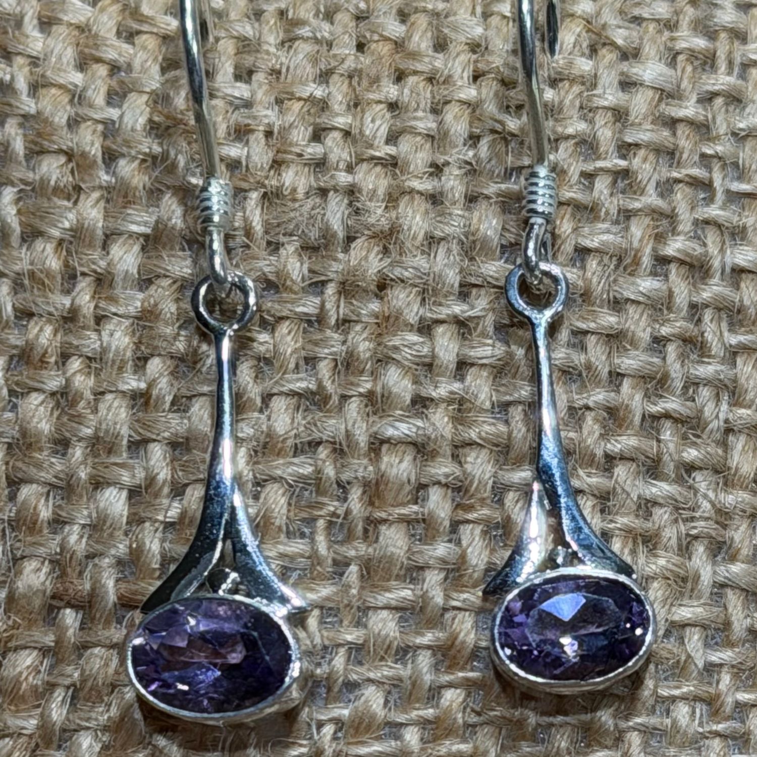 East/West Solid Bar Amethyst S/S Earrings