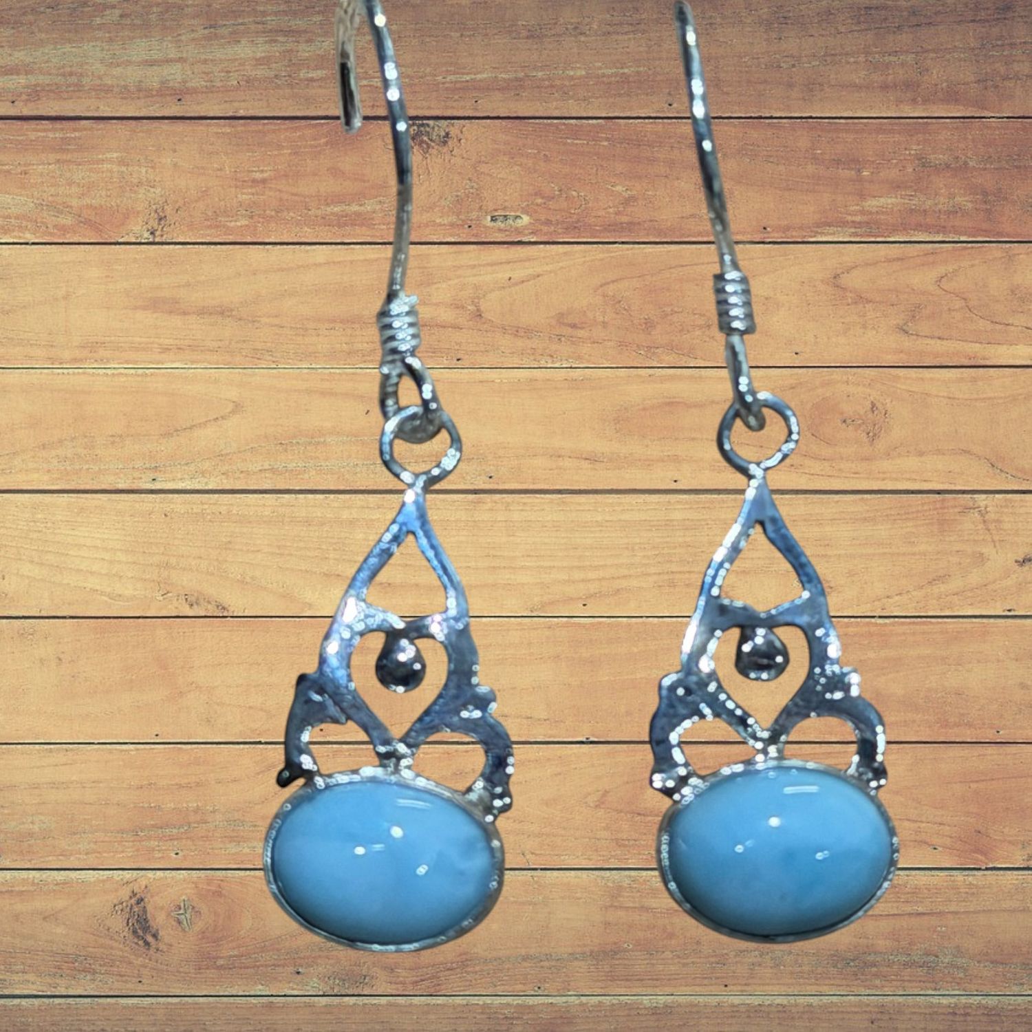 East West Larimar Scroll S/S Earrings