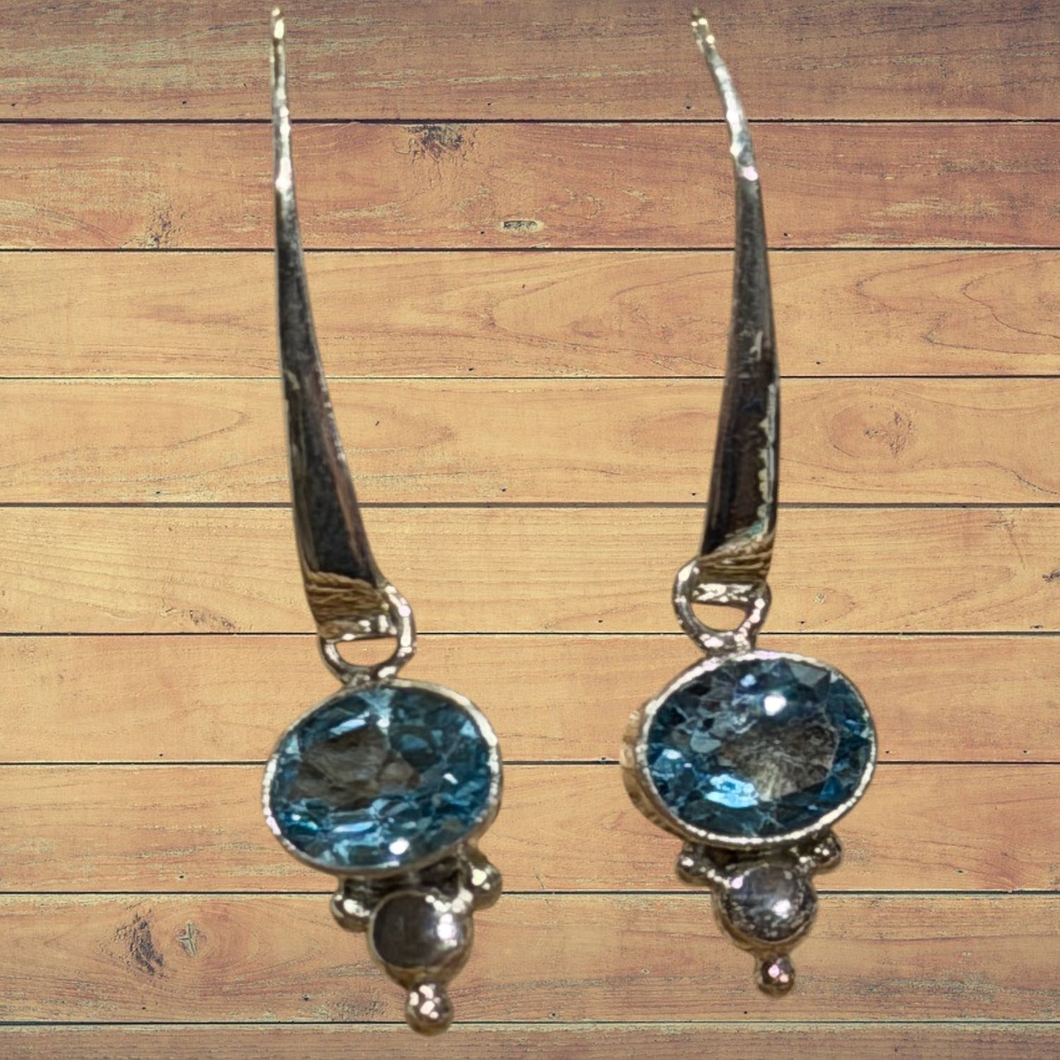 East West Blue Topaz S/S Drop Earrings