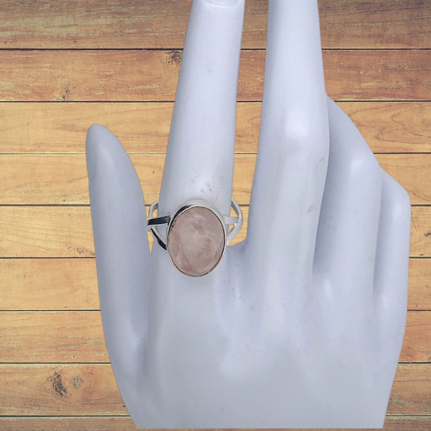 Criss Cross Rose Quartz S/S Ring, Size: size 6