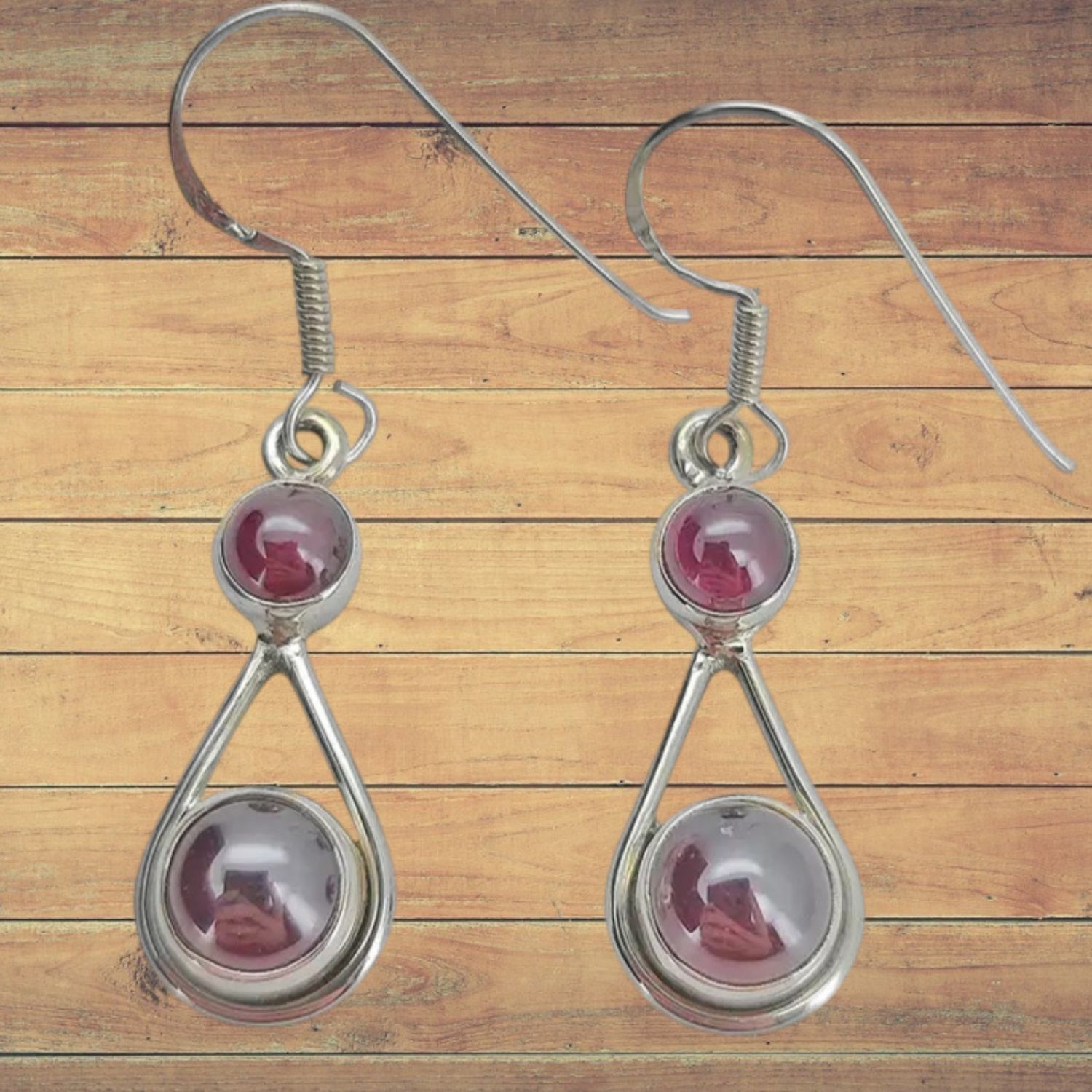 Double Garnet S/S Drop Earrings