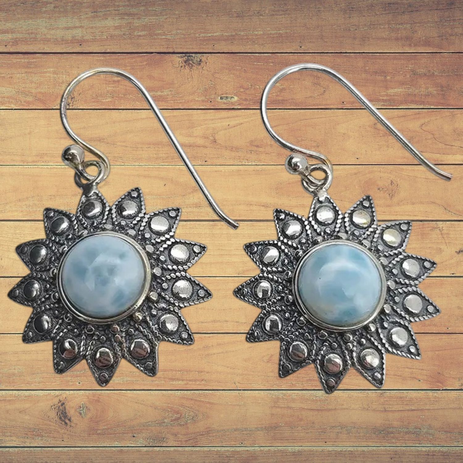 Flower Larimar S/S Earrings