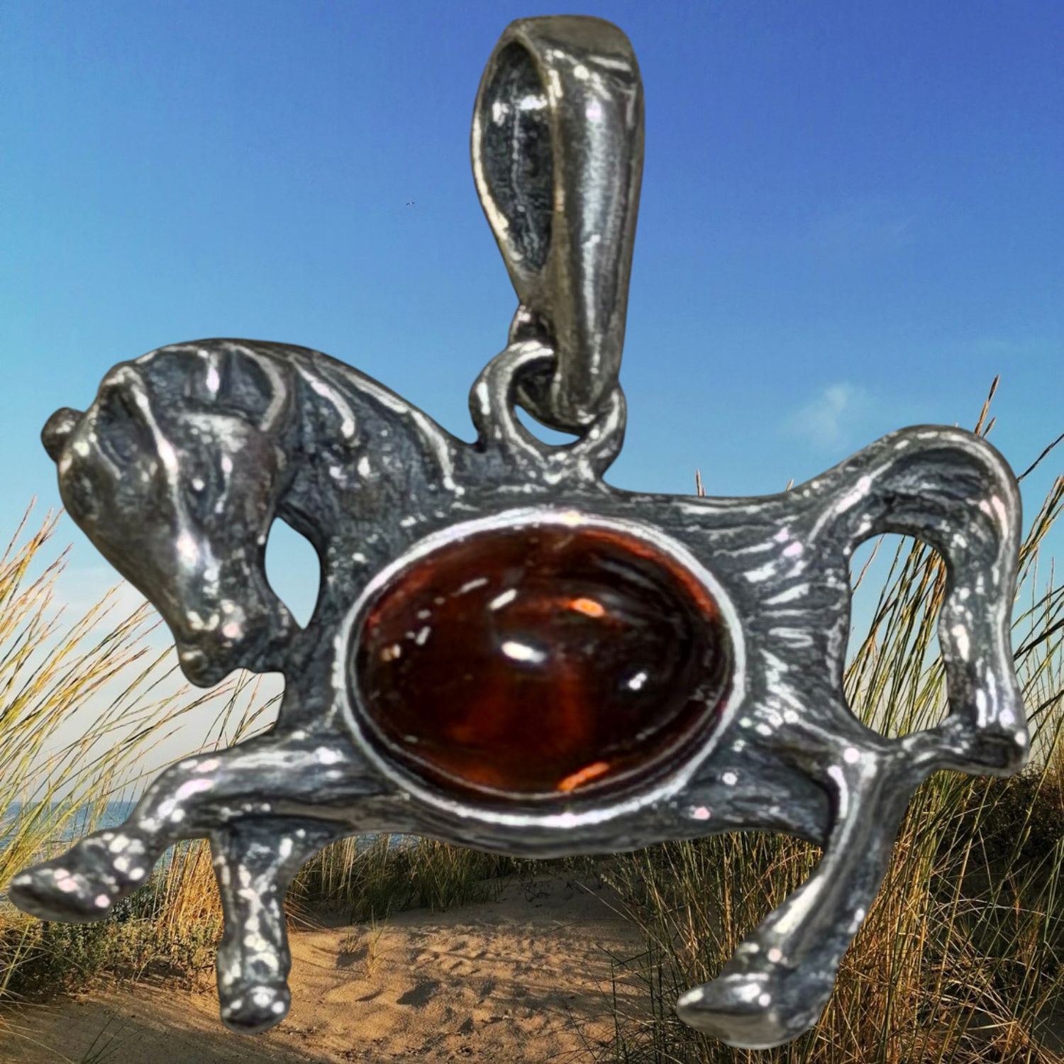 Cognac Amber Pony S/S Pendant