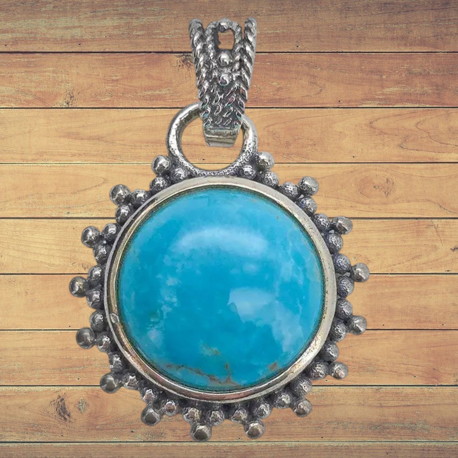 Beaded Sun Turquoise S/S Pendant