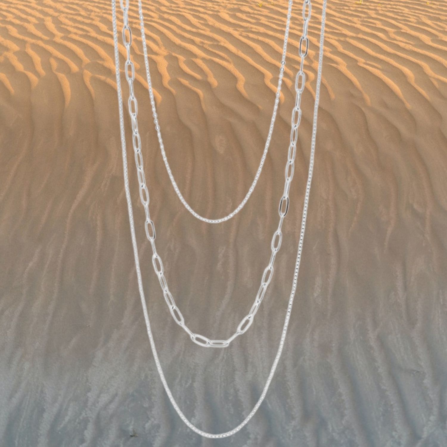 Triple Layered 18" Stainless Steel Necklace