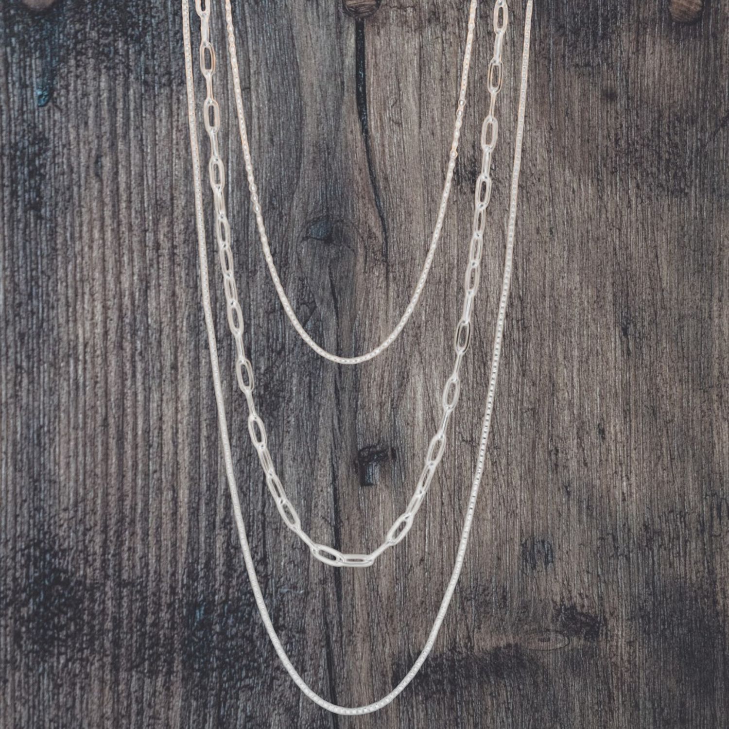 Triple Layered 18" Stainless Steel Necklace