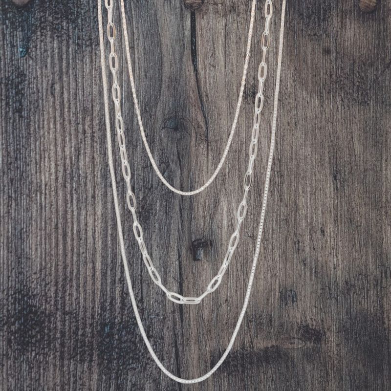 Triple Layered 18" Stainless Steel Necklace Triple Layered 18" Stainless Steel Necklace