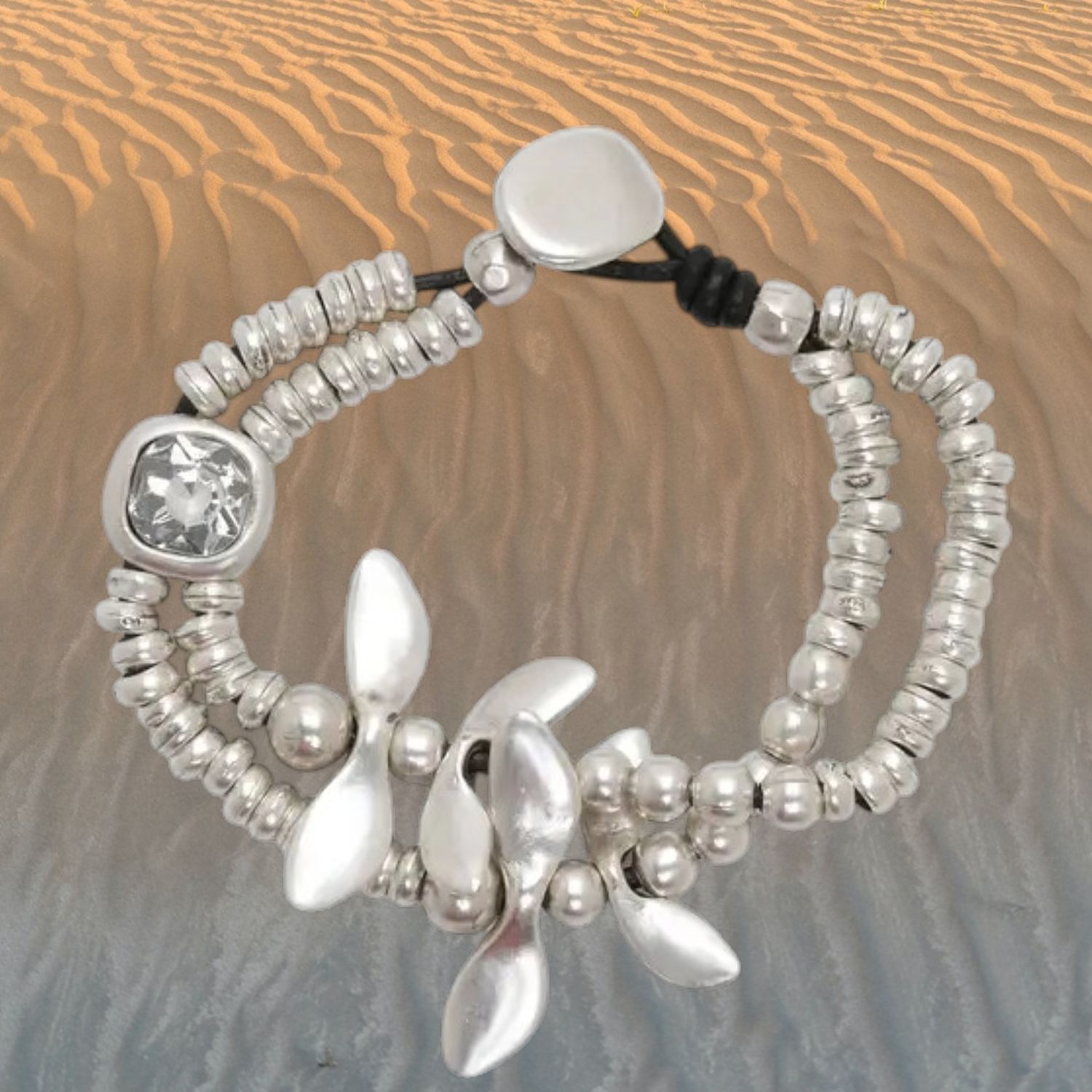 Dragonfly Crystal Pewter Bracelet