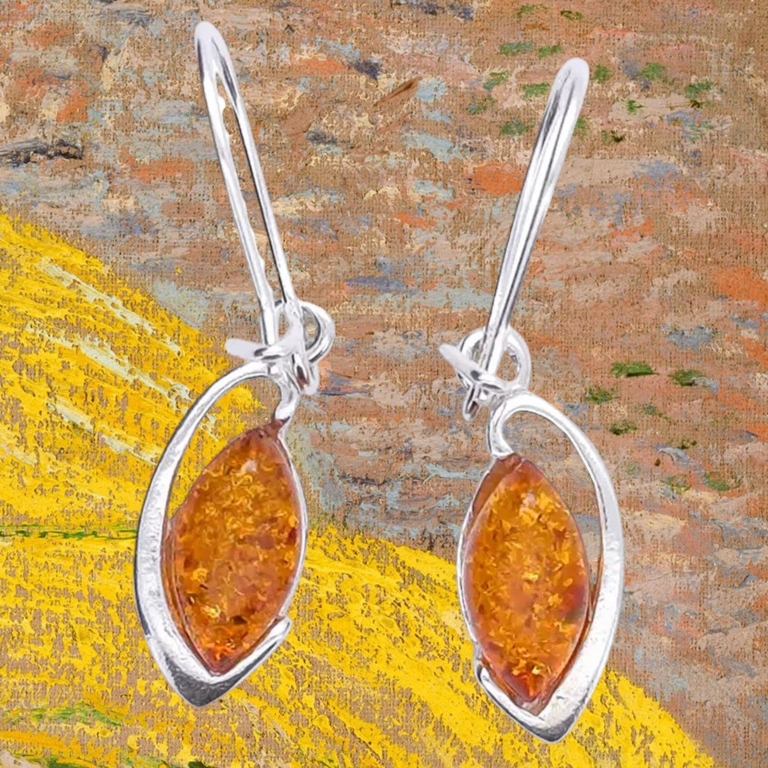 Cognac Amber Petite Drop Earrings