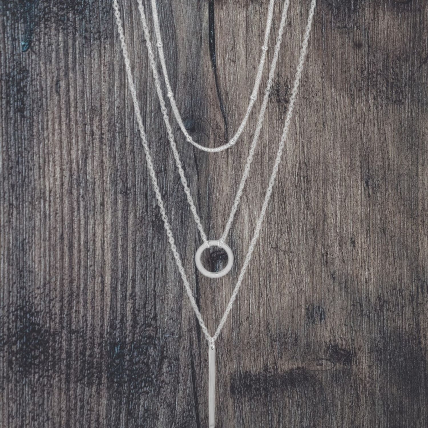 3 Row Layered Chain Stainless Steel Necklace
