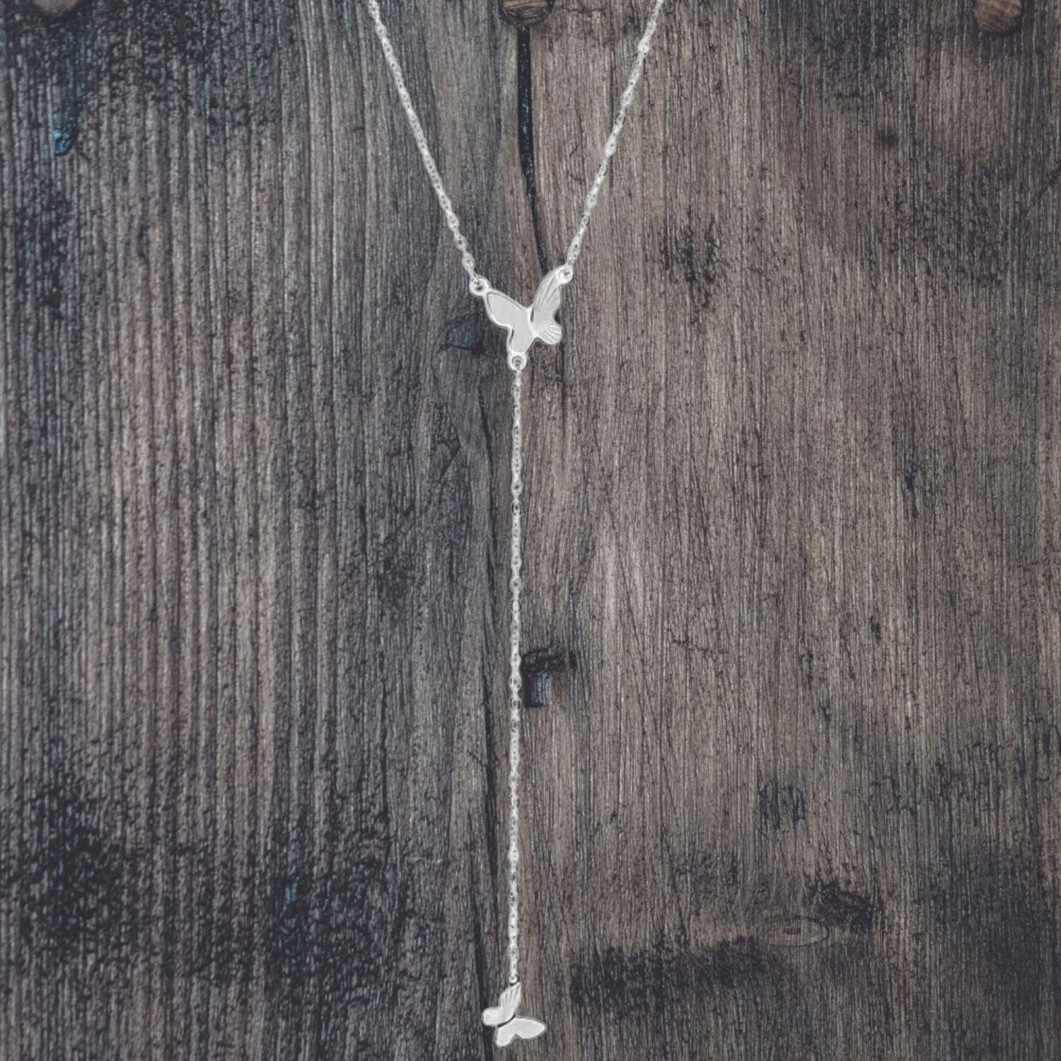 Butterfly Stainless Steel Lariat Necklace