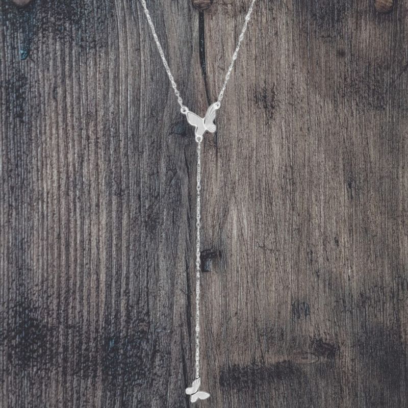 Butterfly Stainless Steel Lariat Necklace