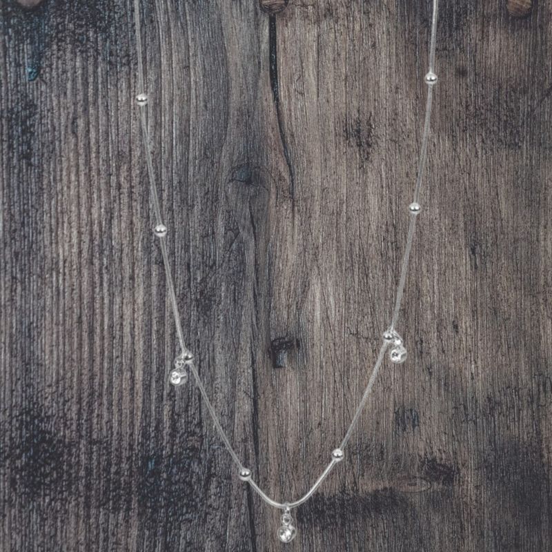 Dangle CZ Station Stainless Steel Necklace