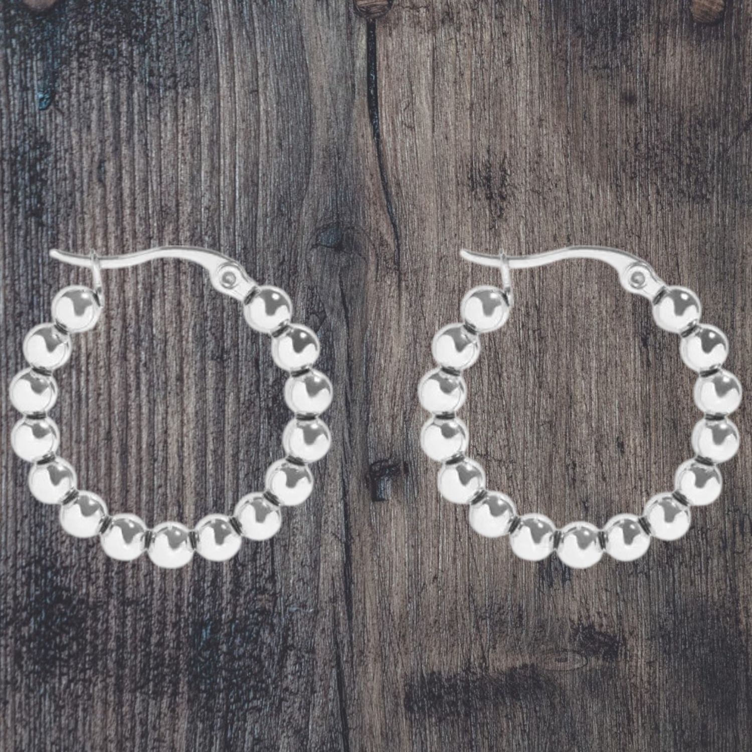 Circle Ball Stainless Steel Hoop Earrings