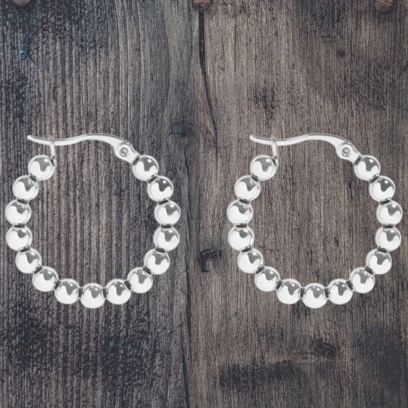 Circle Ball Stainless Steel Hoop Earrings