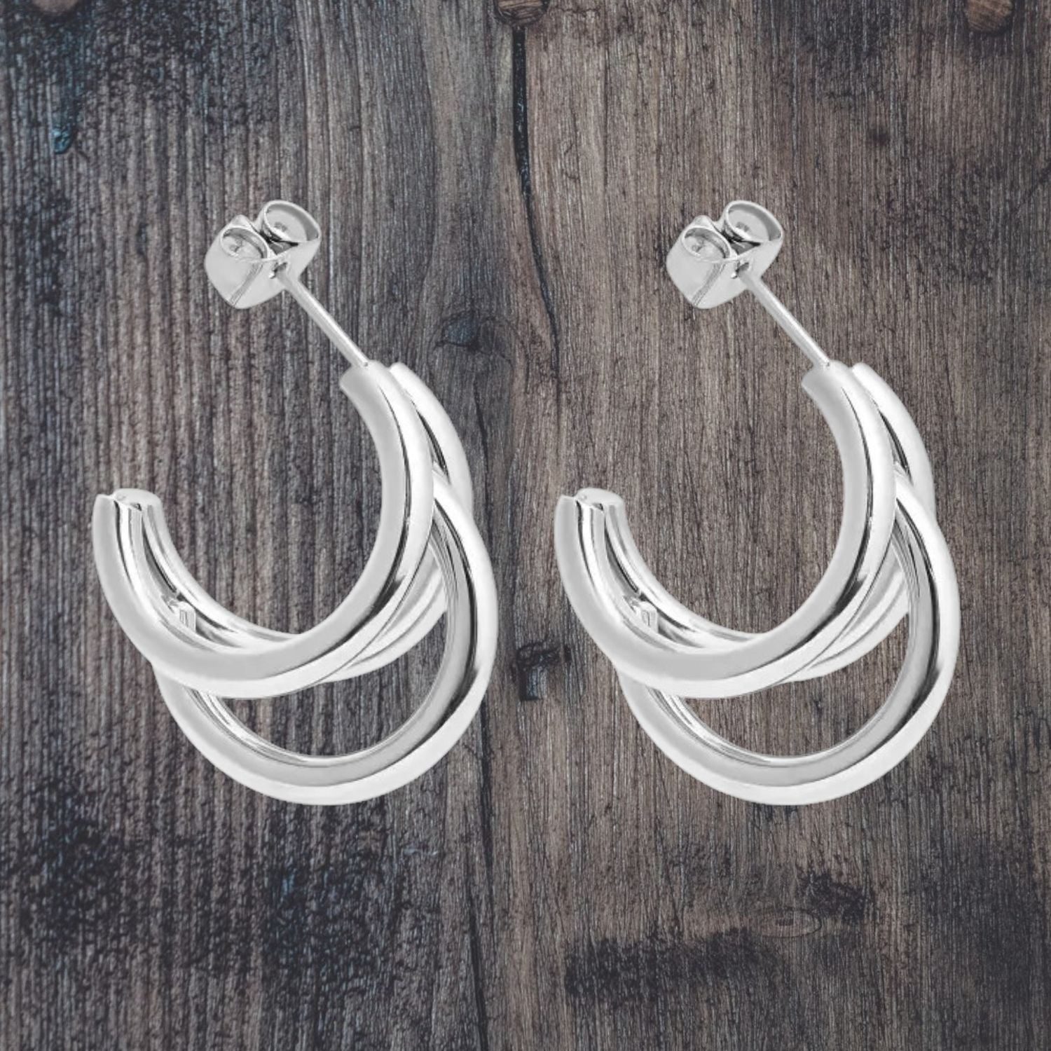 Triple Layer Stainless Steel Huggie Hoop Earrings